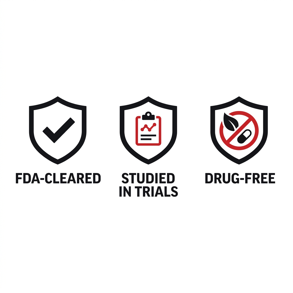 FDA-Cleared, Studied In Trials, Drug-Free